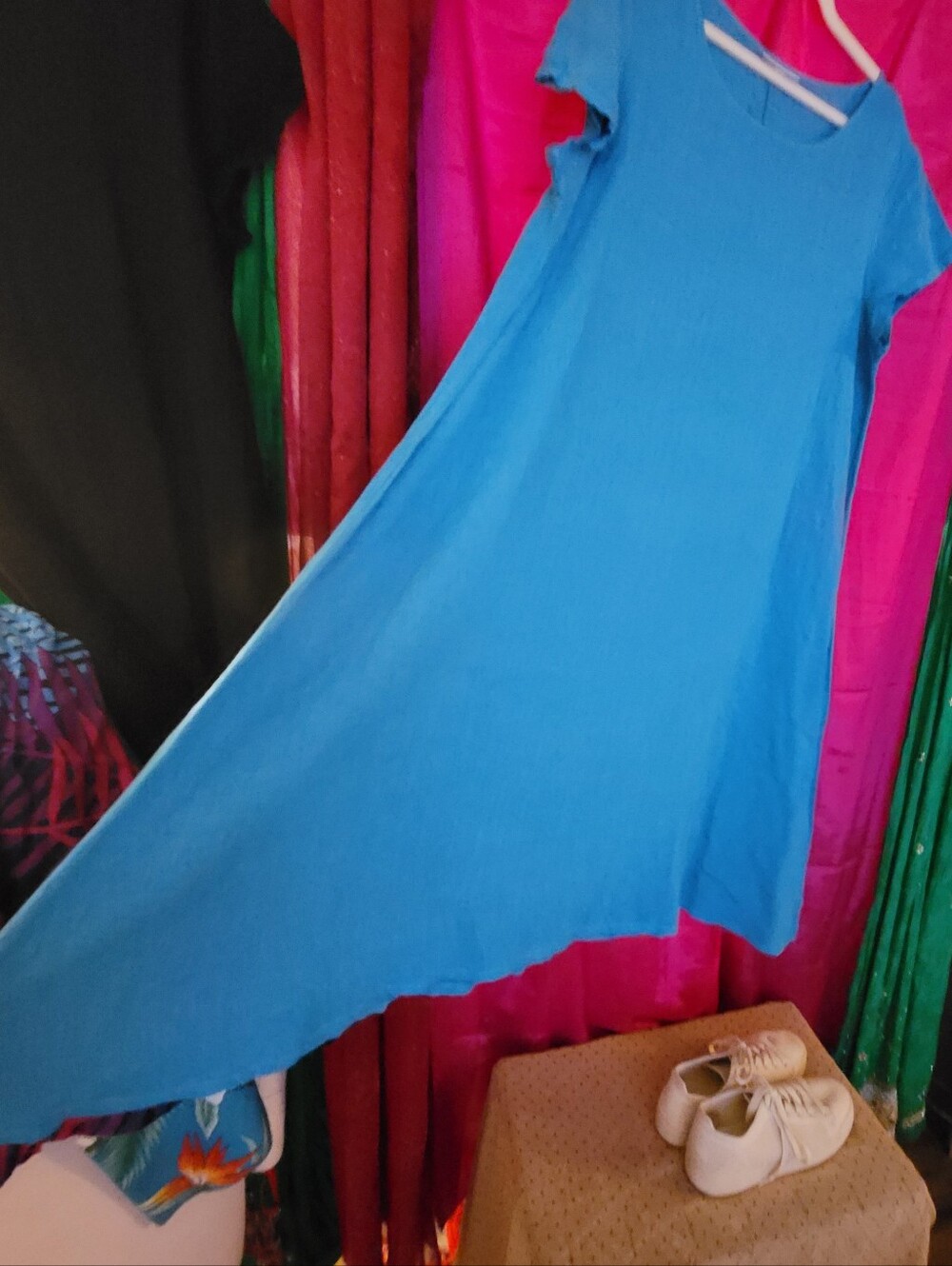 Bryn Walker Blue-Teal Midi Linen  Shift Dress